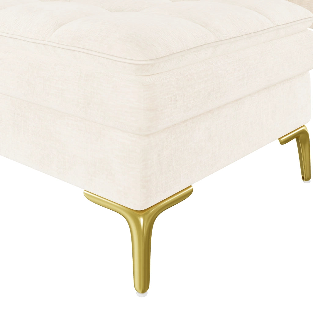 DIVANO A U 4-5 POSTI 262x134x86 cm Chenille Beige con 2 cuscini