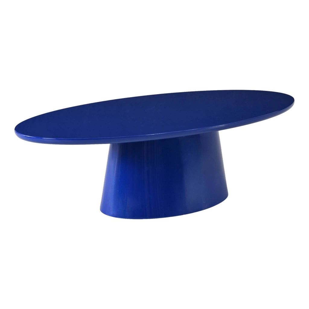 Tavolino ovale finitura lucida, blu