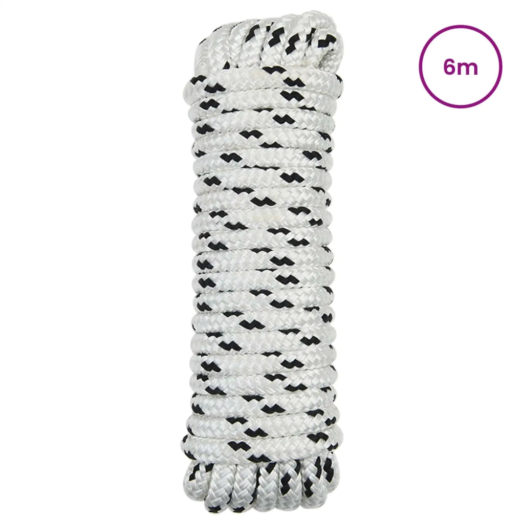 Corda da Barca 6 m 1 Bianco e Nero Poliestere 42029751