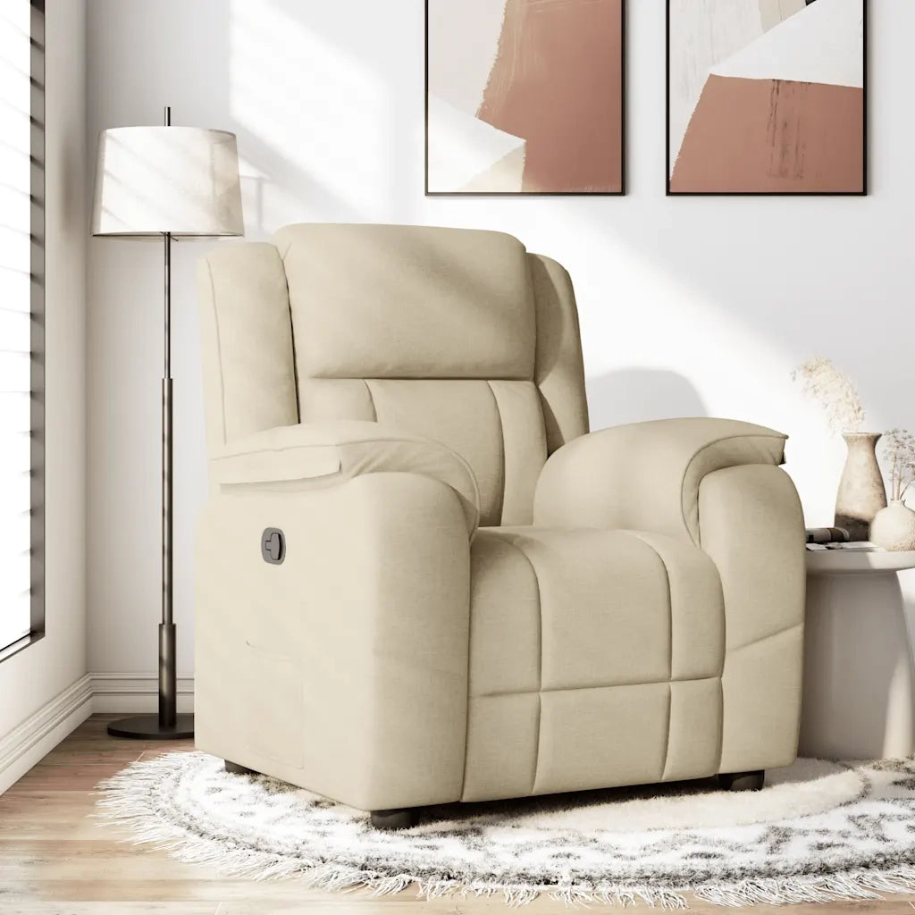 Poltrona | Sedia Relax Reclinabile in Tessuto Crema