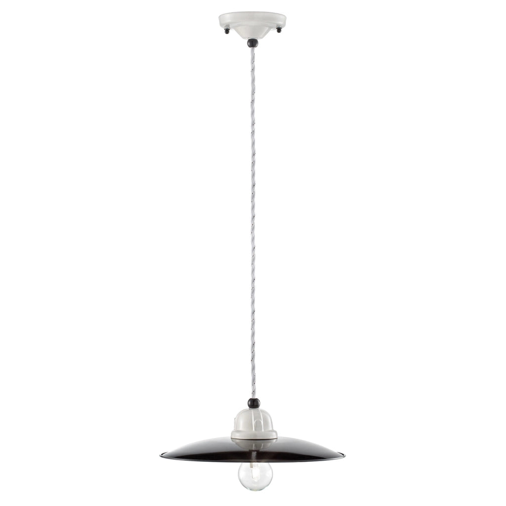 Lampadario Vintage B&W Metallo Smaltato Nero E Bianco 1 Luce E27 25Cm