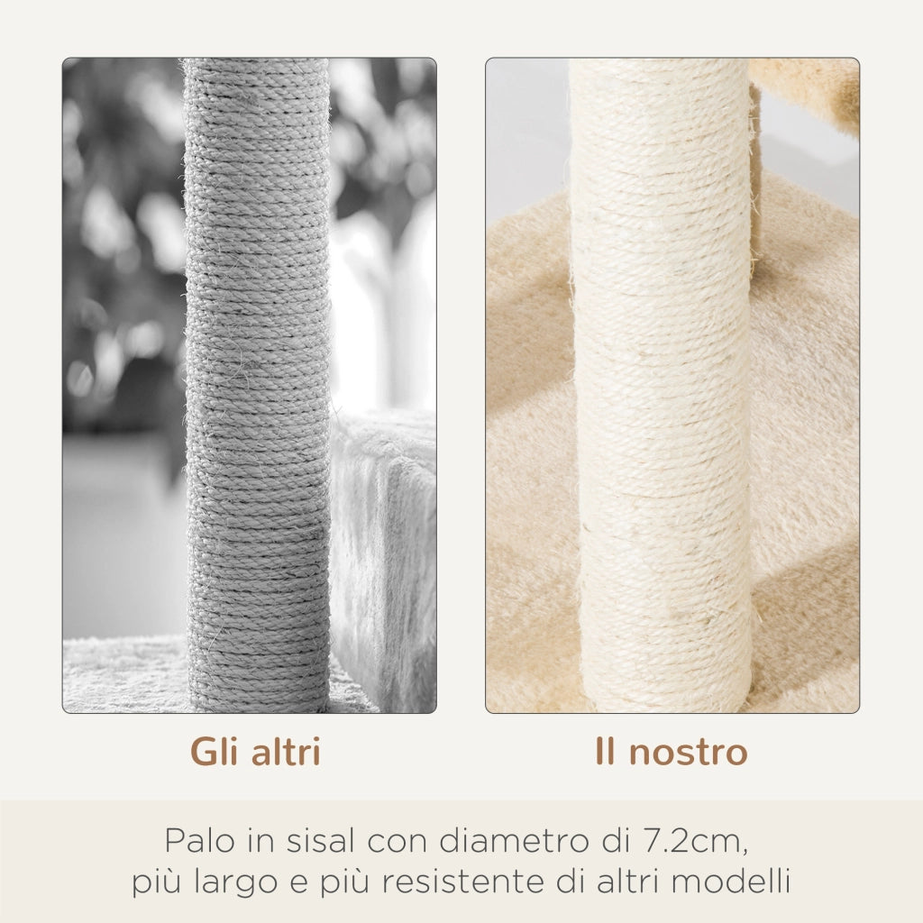 Tiragraffi Multilivello per Gatti ¨C Xylo ¨C Sisal con Cuccia e Piattaforme