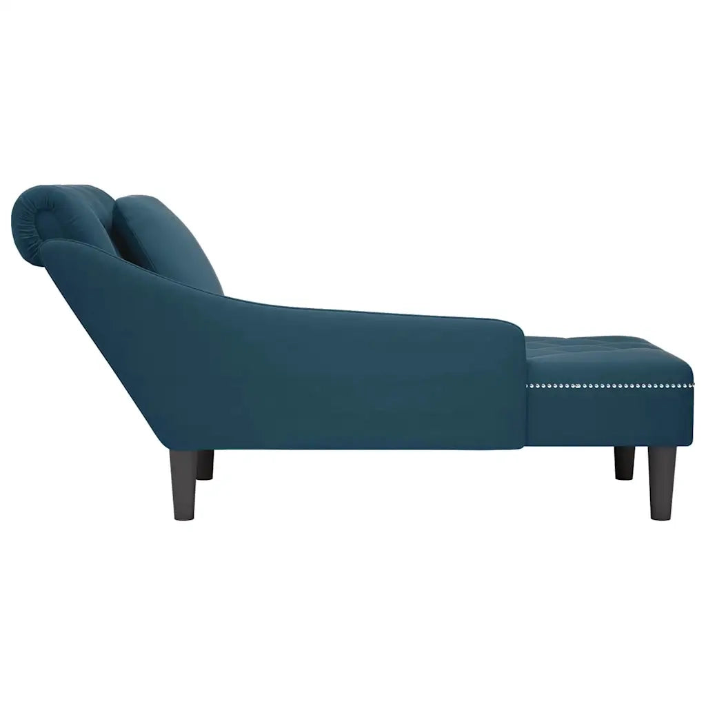 Sdraio con Cuscino e Bracciolo Destro in Velluto Blu CFW3978107