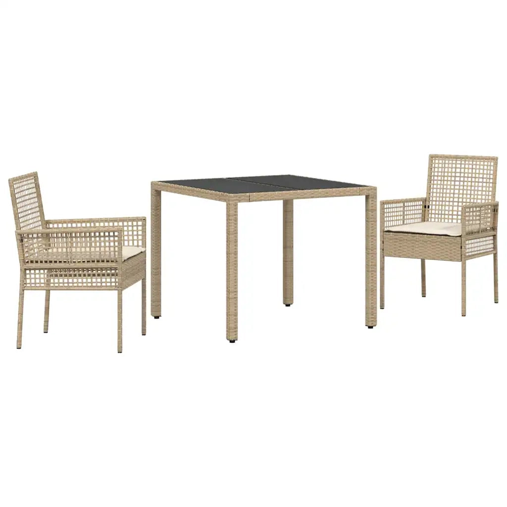 Set da Pranzo per Giardino 3 pz | Set Salotto da Giardino Beige polyrattan