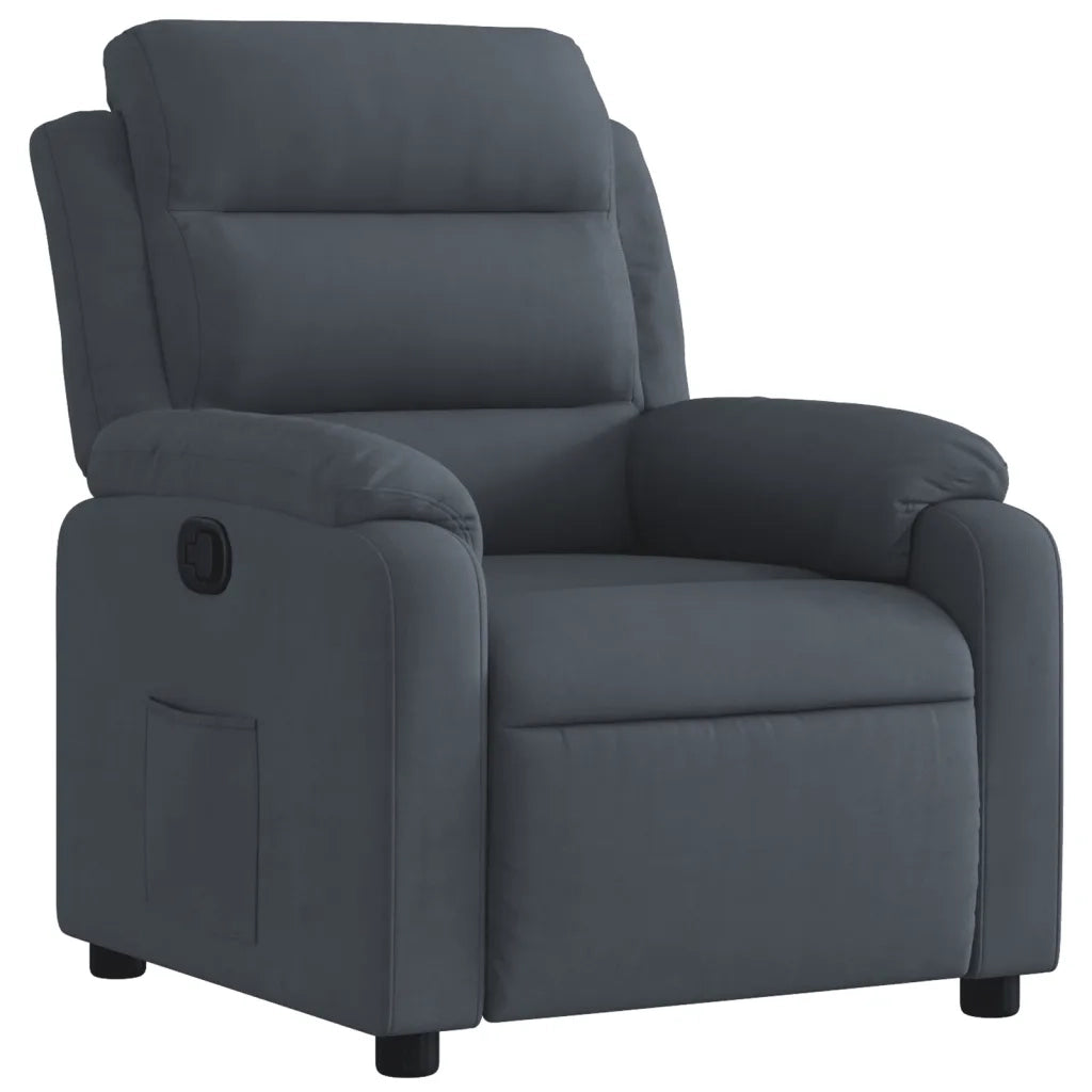 Poltrona | Sedia Relax Reclinabile Grigio Scuro in Velluto