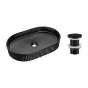 Lavabo da appoggio ovale 56x36 cm nero opaco con piletta clic-clac nera inclusa