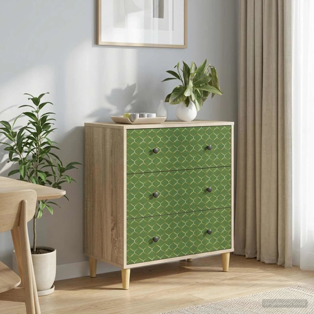 Cassettiera GELEEN Stampa geometrica smeraldo 66 x 36,5 x 75 cm 8007351