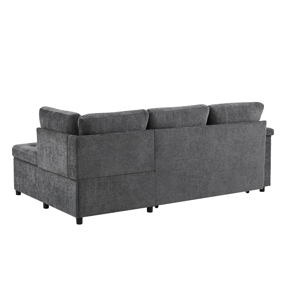 Divano moderno a L - Xylo - Letto convertibile, USB, grigio