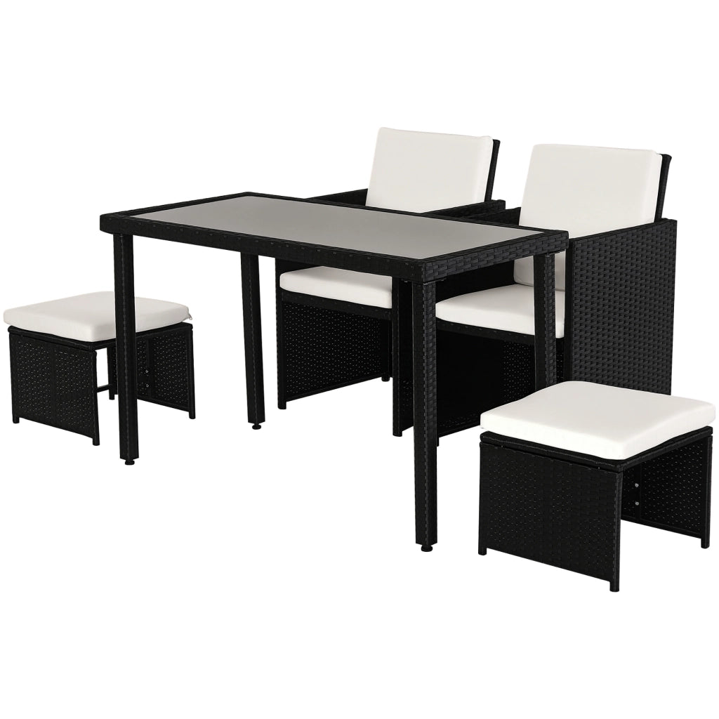 Set Giardino Polyrattan ¨C Minimal ¨C 11 Pezzi con Cuscini Nero