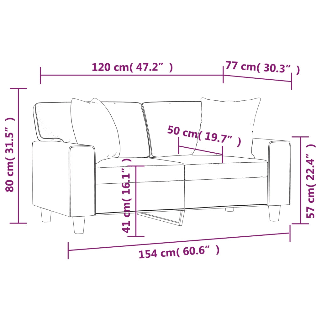 Divano a 2 Posti con Cuscini Grigio 120 cm in Similpelle 3200863