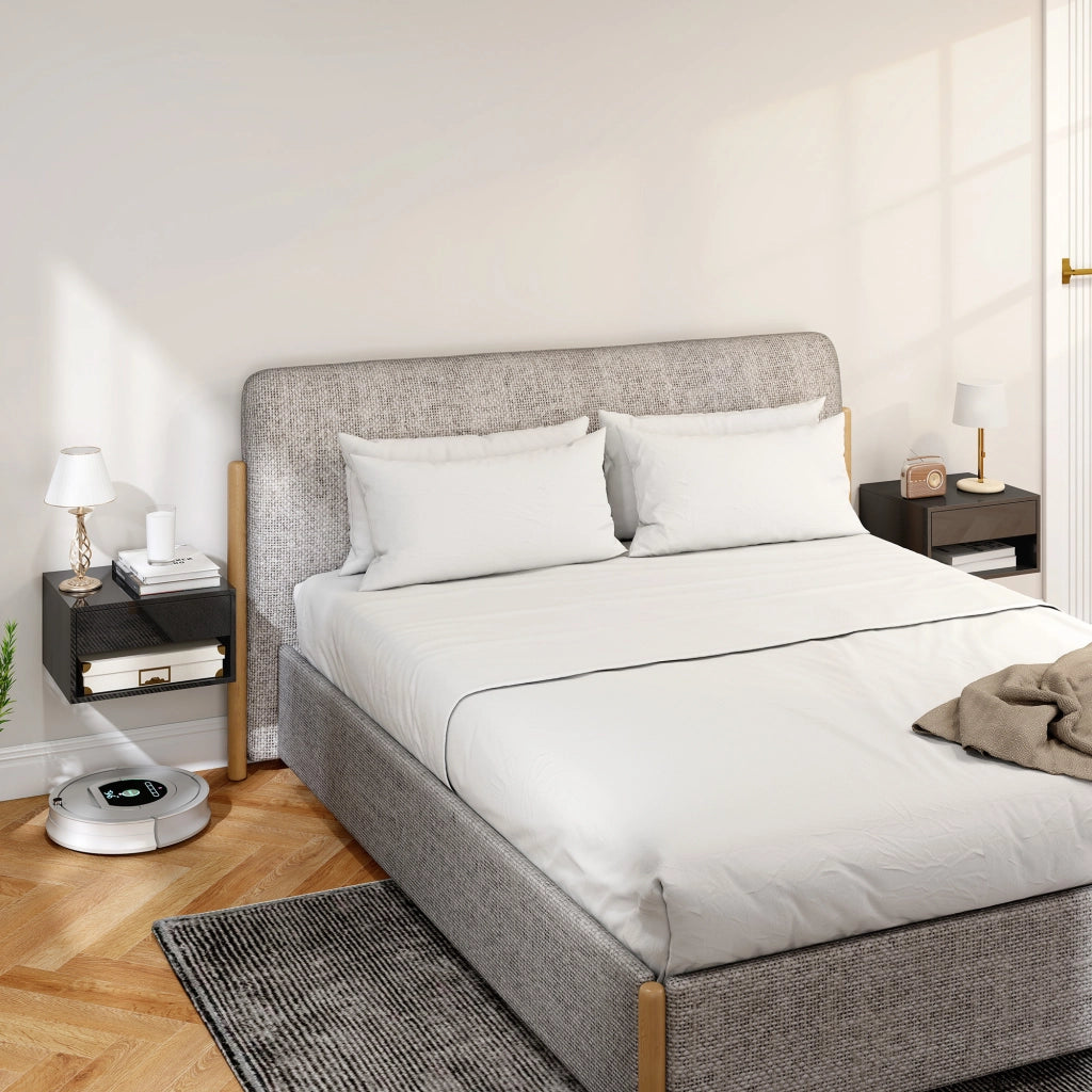 Comodino con cassetto ¨C Zephmum ¨C 37x32x21 cm Nero Lucido