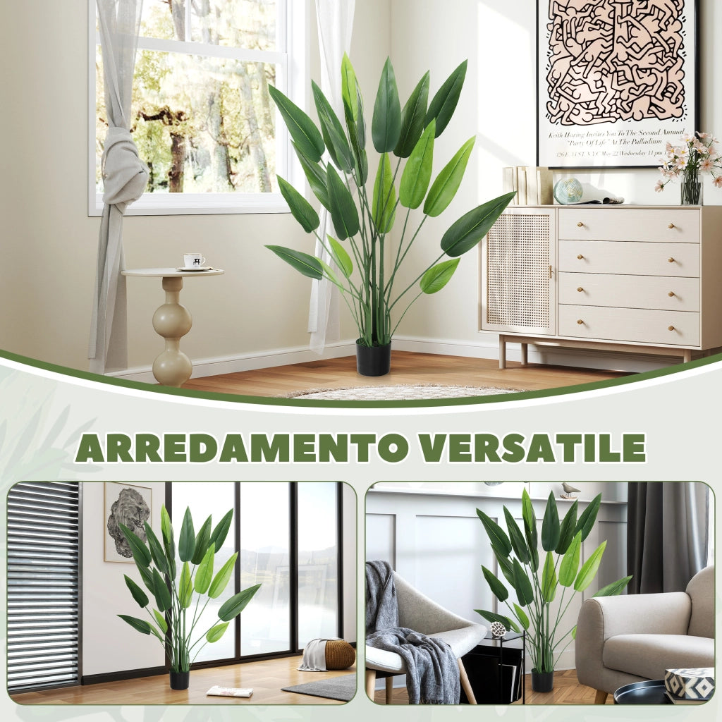 Pianta Artificiale Uccello del Paradiso ¨C Minimal ¨C Verde 140 cm con Vaso