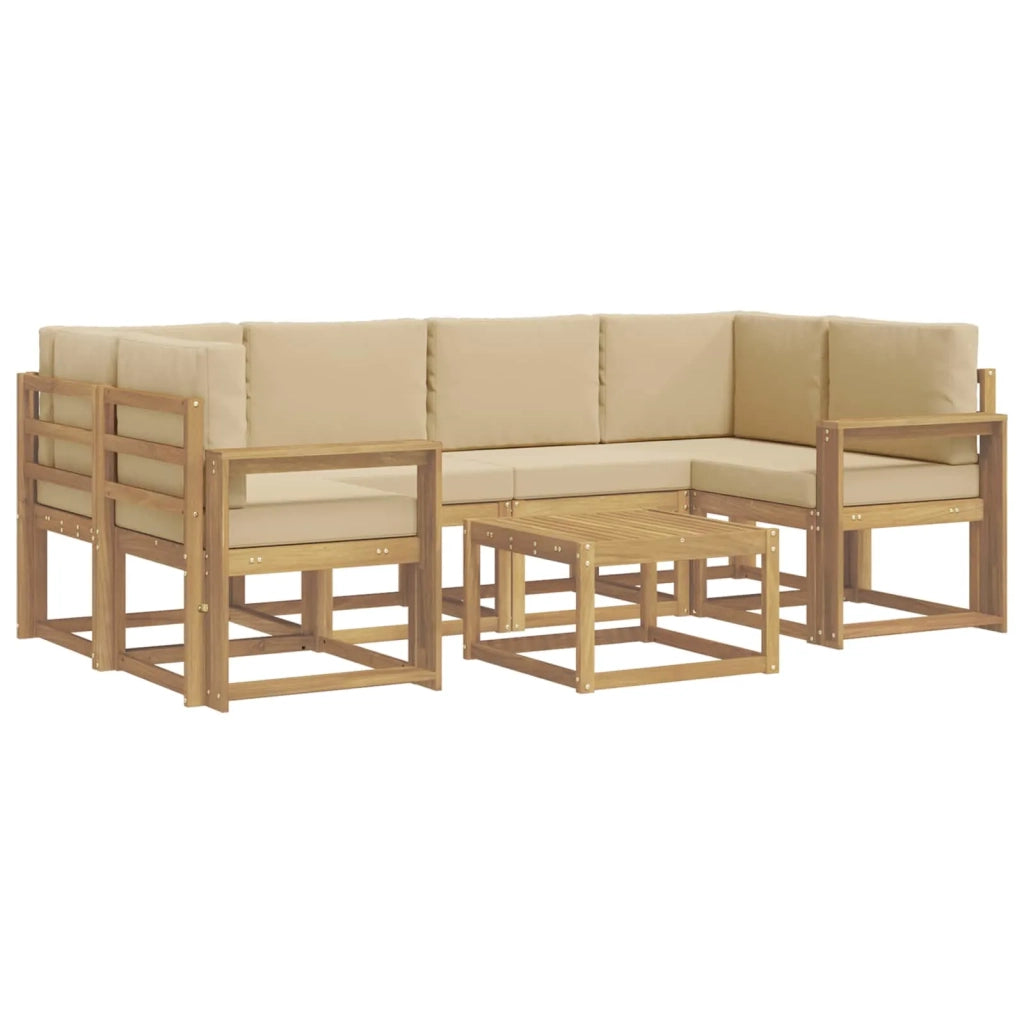 Set di divani da esterno con cuscino 7 pcs Bianco e Beige 3387322