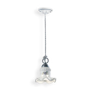 Lampadario Classico Chieti Metallo E Ceramica Nero Sfumato Argento 1 Luce E14