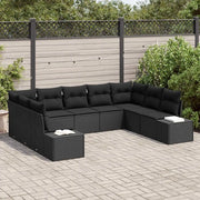 Set Divano da Giardino con cuscino 9 pcs Nero Polyrattan 3355892
