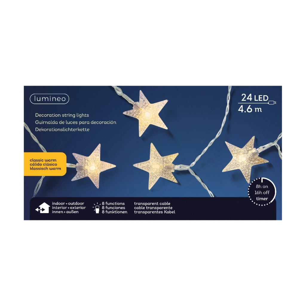 Luci Led c/stelle classic warm 460cm 8Funz OUT