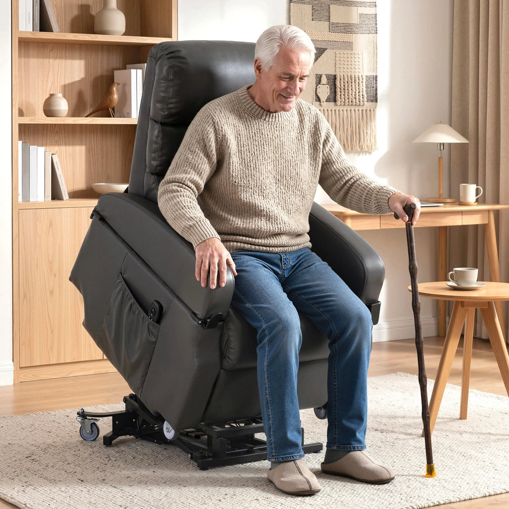 Poltrona Relax Elettrica con Alza Persona ¨C Zephmum ¨C Grigio Scuro