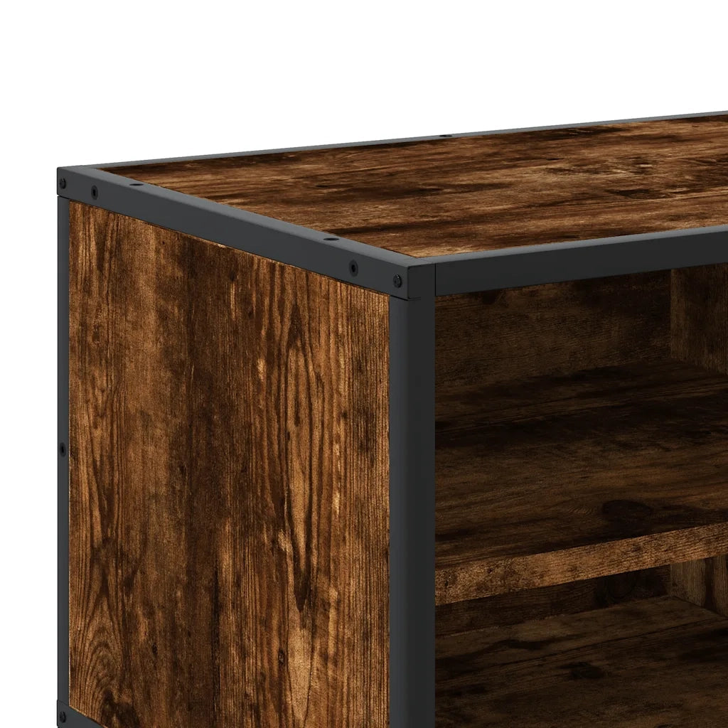 Mobile TV Rovere Fumo 80x34,5x40 cm Legno Multistrato e Metallo 848821