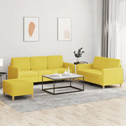 Set di Divani 3 pz con Cuscini Giallo Chiaro in Tessuto 3202131