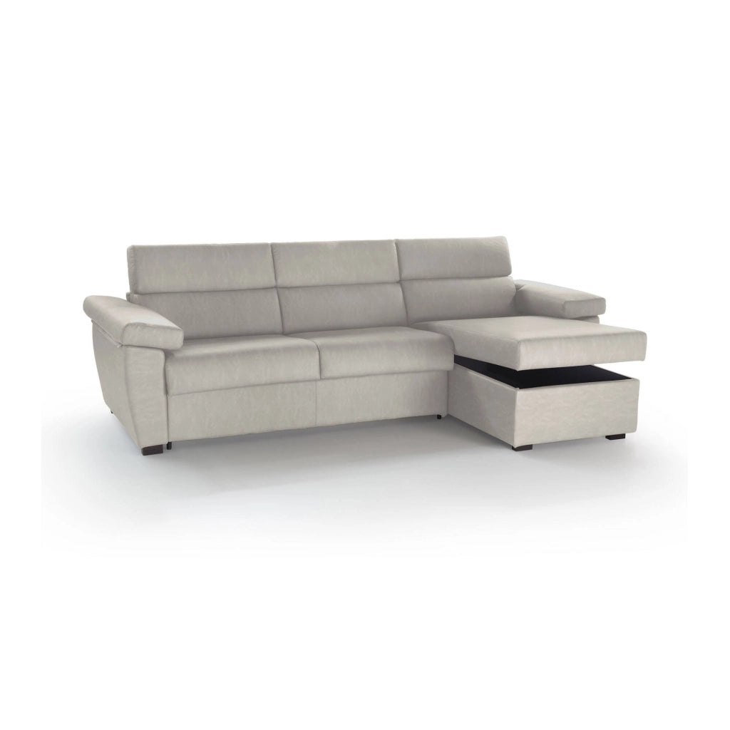 Priverno, Divano Letto con Penisola Sfoderabile Made in Italy, 285x160 cm Beige