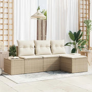 Set Divano da Giardino con cuscino 4 pcs Beige polyrattan 3347011