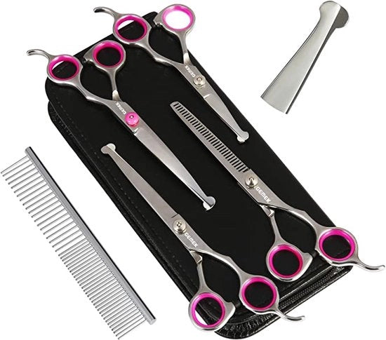 Scaletta per cani e gatti, forbici per la cura del pelo dei cani, pet spazzola, set 5