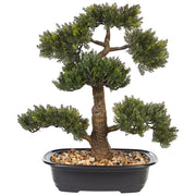 Pianta artificiale in vaso materiale sintetico bonsai albero bonsai accessorio decorativo verde e nero 44 cm