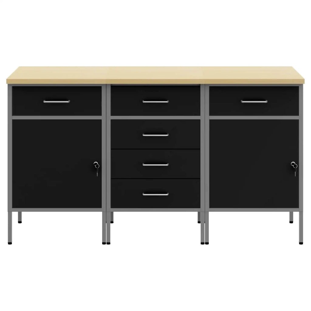 Mobile da lavoro 3 pcs Nero e Grigio 150 x 55 x 85 cm 3321370