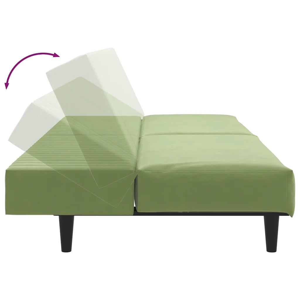 Divano Letto a 2 Posti-Sofa Letto 2 Posti-Daybed Verde Chiaro in Velluto 265602