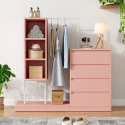 Armadio con Cassetti e Appendiabiti ¨C MINIMAL ¨C Rosa, B140xP40xH135
