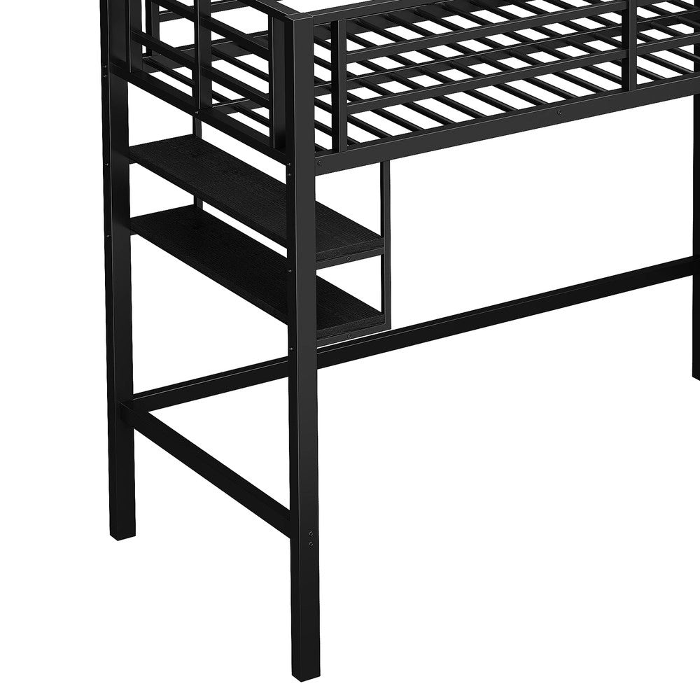 Letto a Soppalco con Gel?nder e Contenitore ¨C MINIMAL ¨C Nero 90x200
