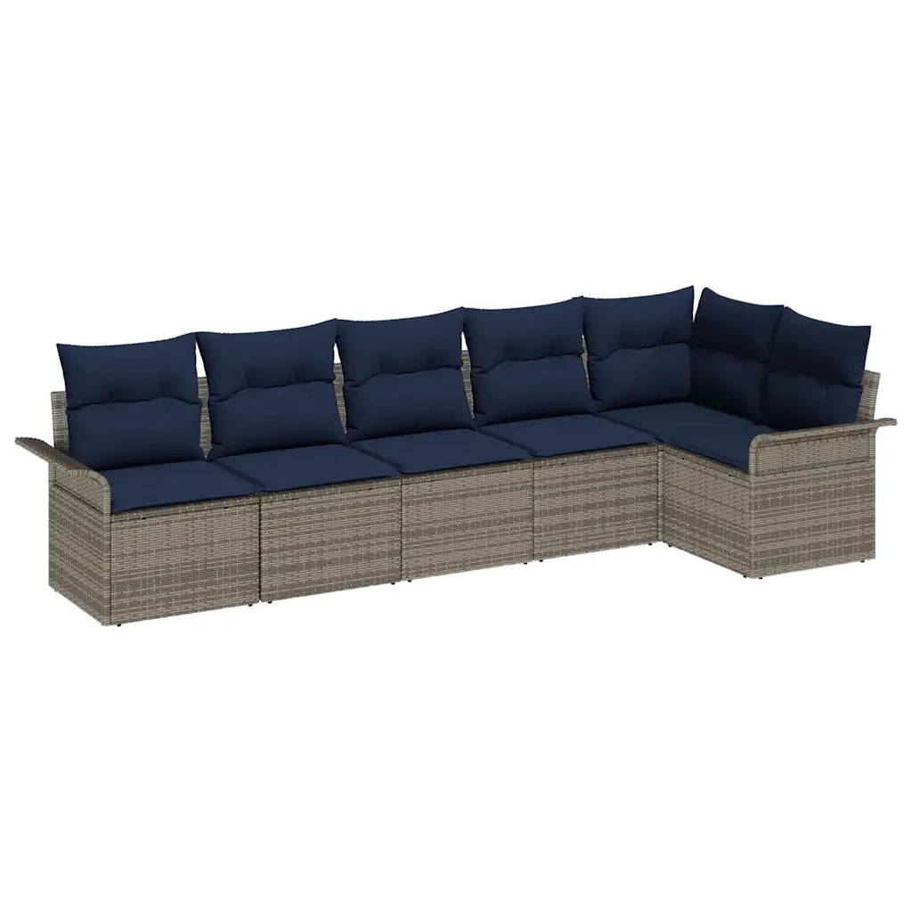 Set Divano da Giardino 6 pcs Grigio polyrattan 3354054