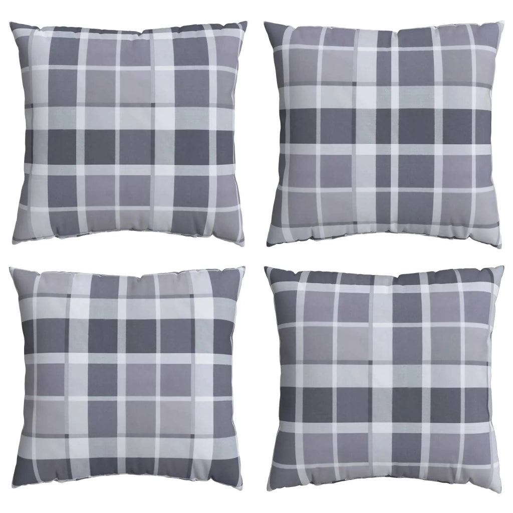 Cuscino da Esterno 4 pz Tessuto Grigio a quadri 50 x 50 cm 377776