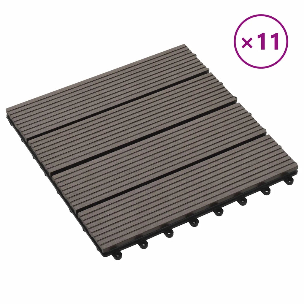 Piastrella per Decking 11 pcs Marrone Scuro 30 x 30 cm WPC 42046670