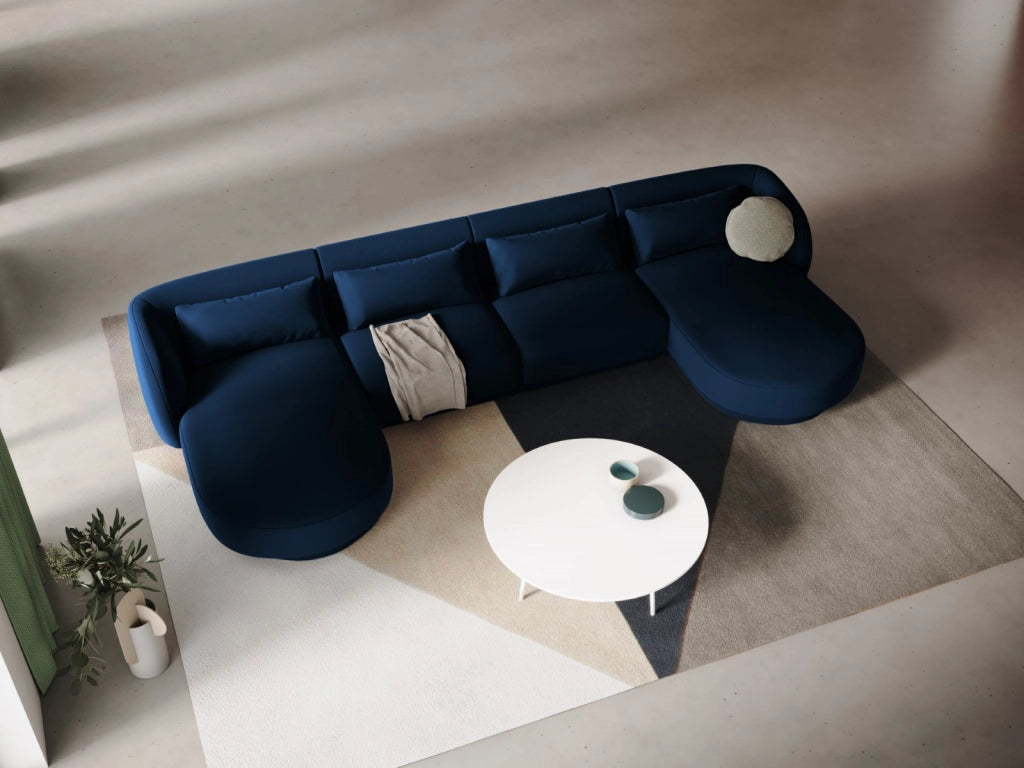 Cosmopolitan Design - Divano panoramico "Tulum" 5 posti in velluto blu reale 