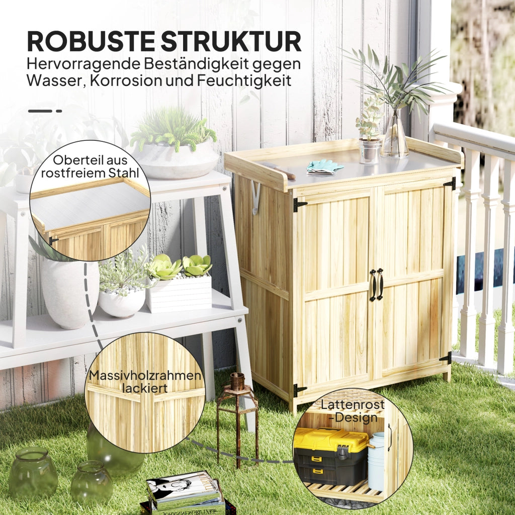 Armadio da giardino con ripiano ¨C zephmum ¨C legno e acciaio