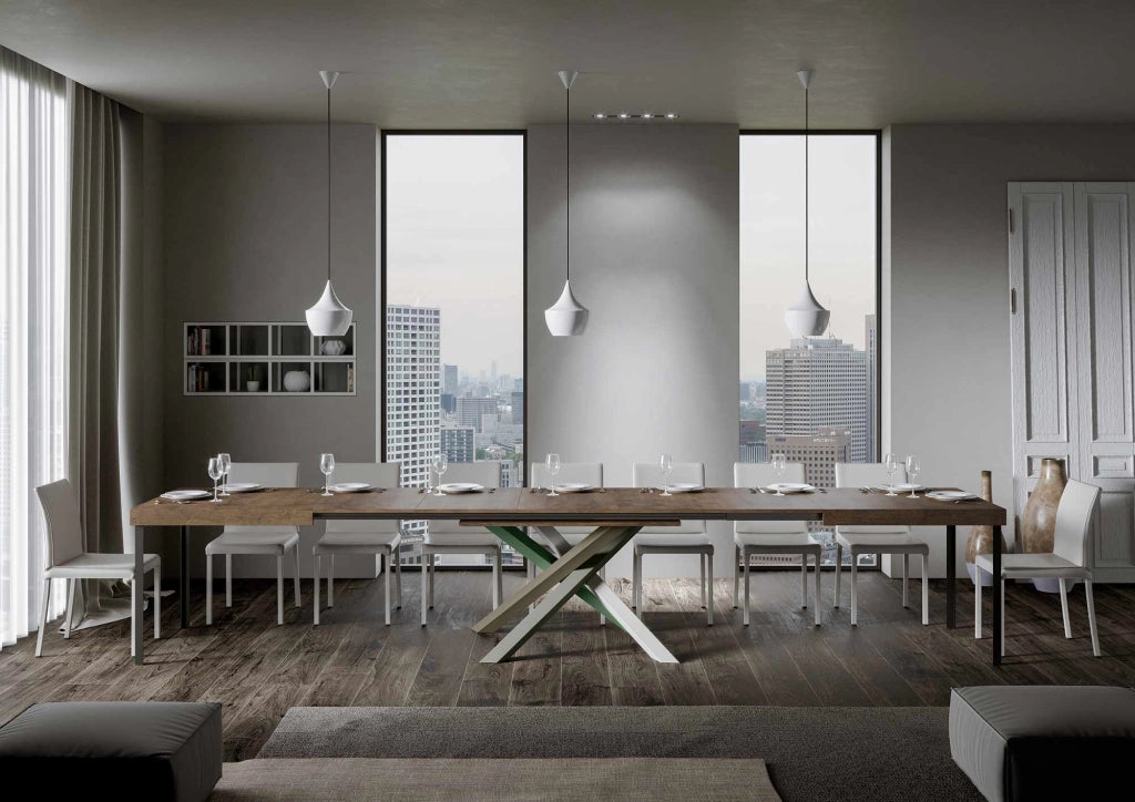 Tavolo Allungabile 120/380x90 cm Volantis Noce Gambe Multicolore 4/A