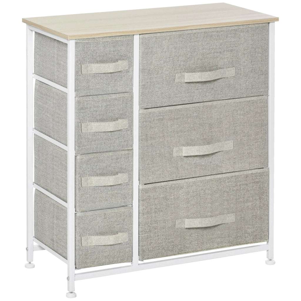 Cassettiera con 7 Cassetti in Tessuto ¨C zephmum ¨C Grigio 63.5x30x71 cm