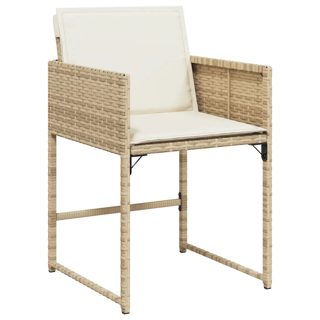 Set da Pranzo da Giardino 9 pz con Cuscini Beige in Polyrattan 3278151
