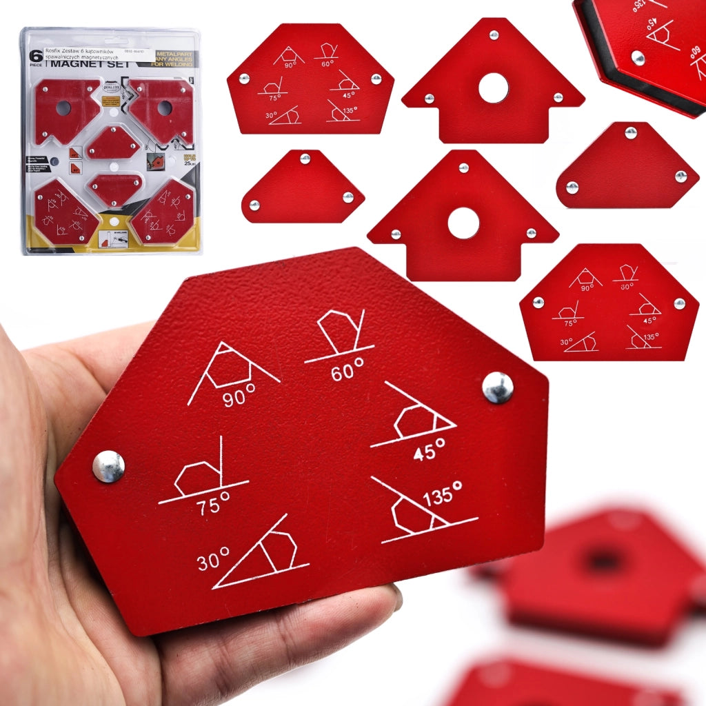 Set di 6 Squadre Magnetiche per Saldatura – Precisione e Durata | Acciaio Inossidabile, Rosso, 1,48 kg