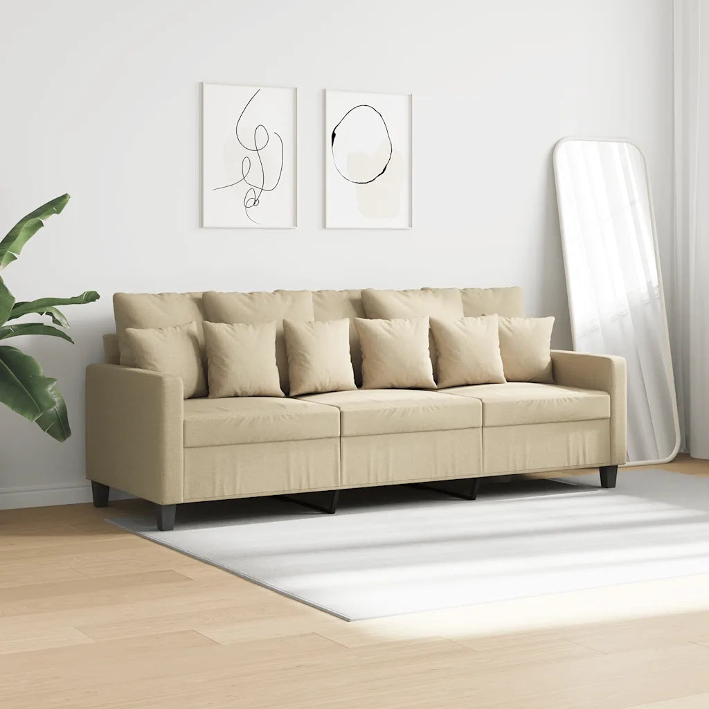 Divano a 3 Posti Crema 180 cm in Tessuto 359277