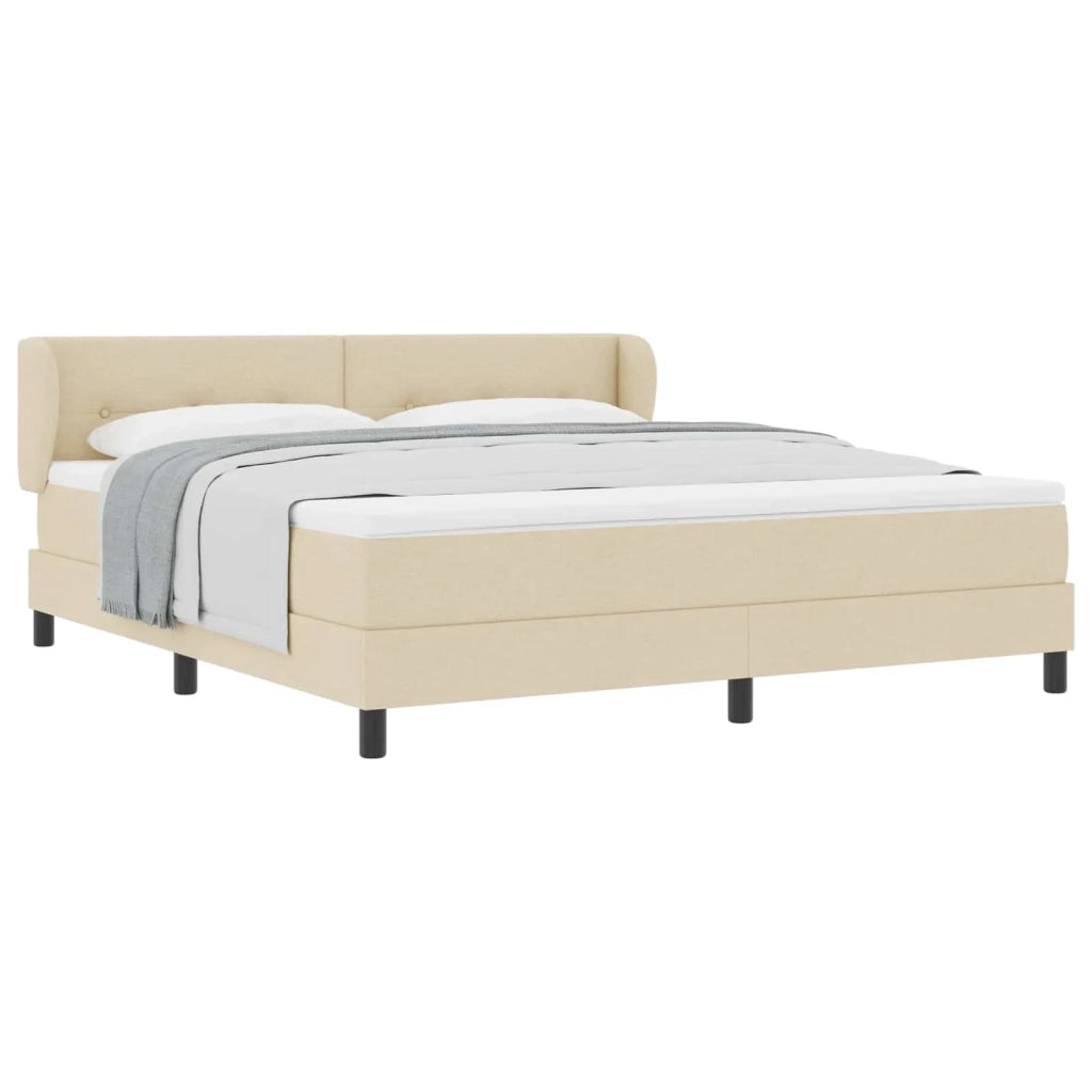 Letto a molle con materasso Crema 180 x 200 cm Tessuto 3340043