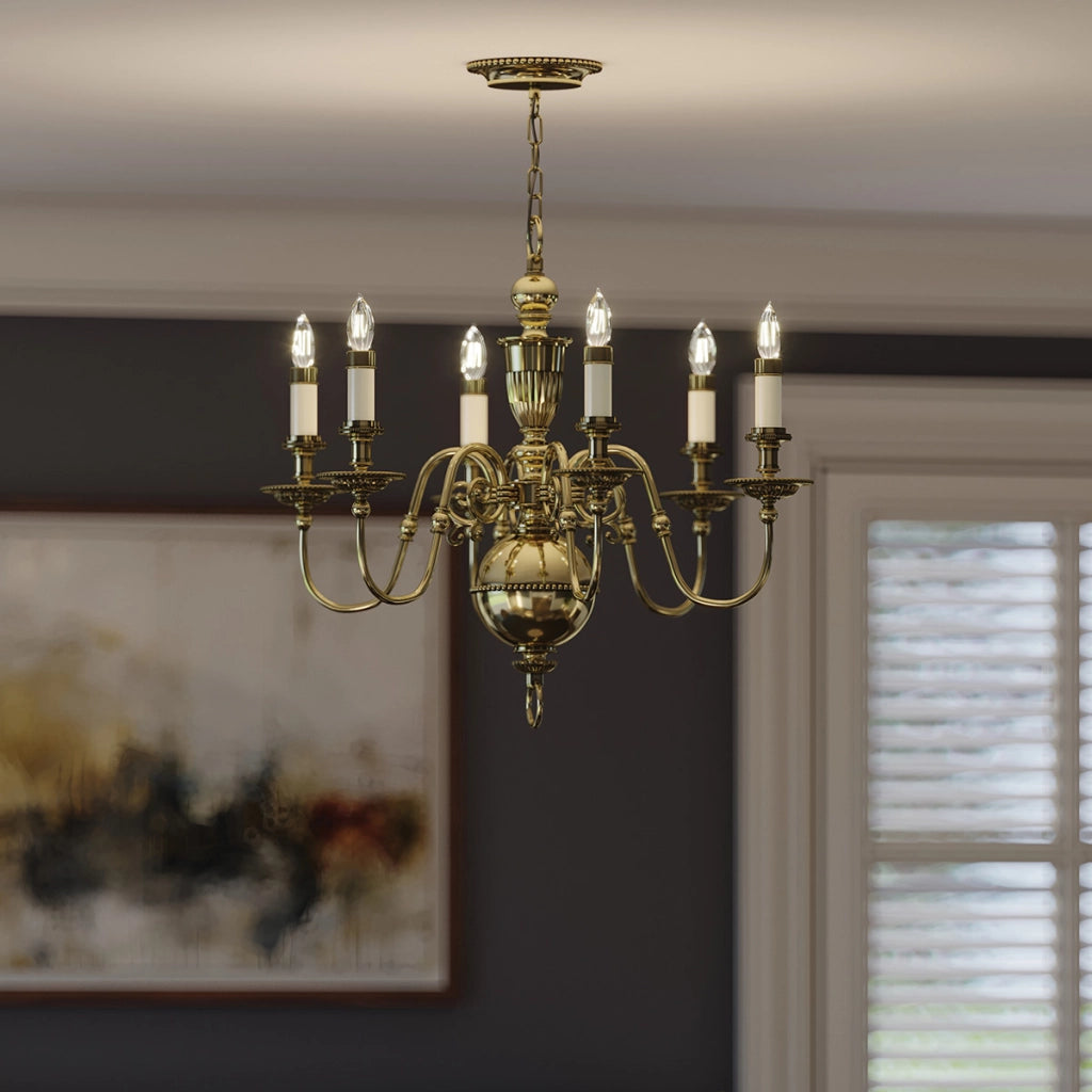 Lampadario Cambridge ottone ossidato 6xE14 Hinkley