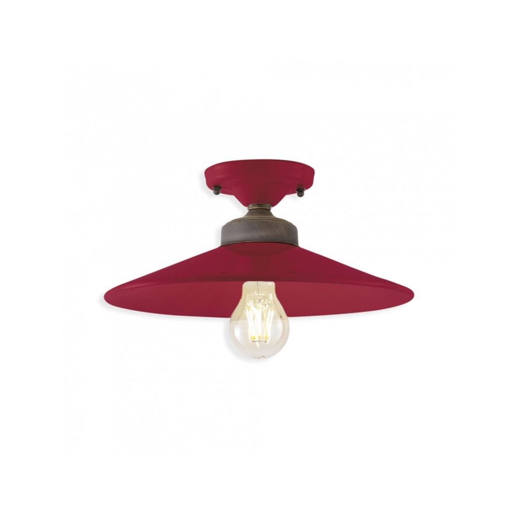 Plafoniera Vintage Colors Ferro E Ceramica Bordeaux 1 Luce E27