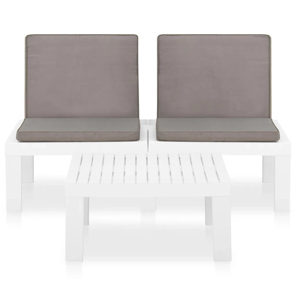 Set Divani da Giardino con Cuscini 2 pz in Plastica Bianco 315852