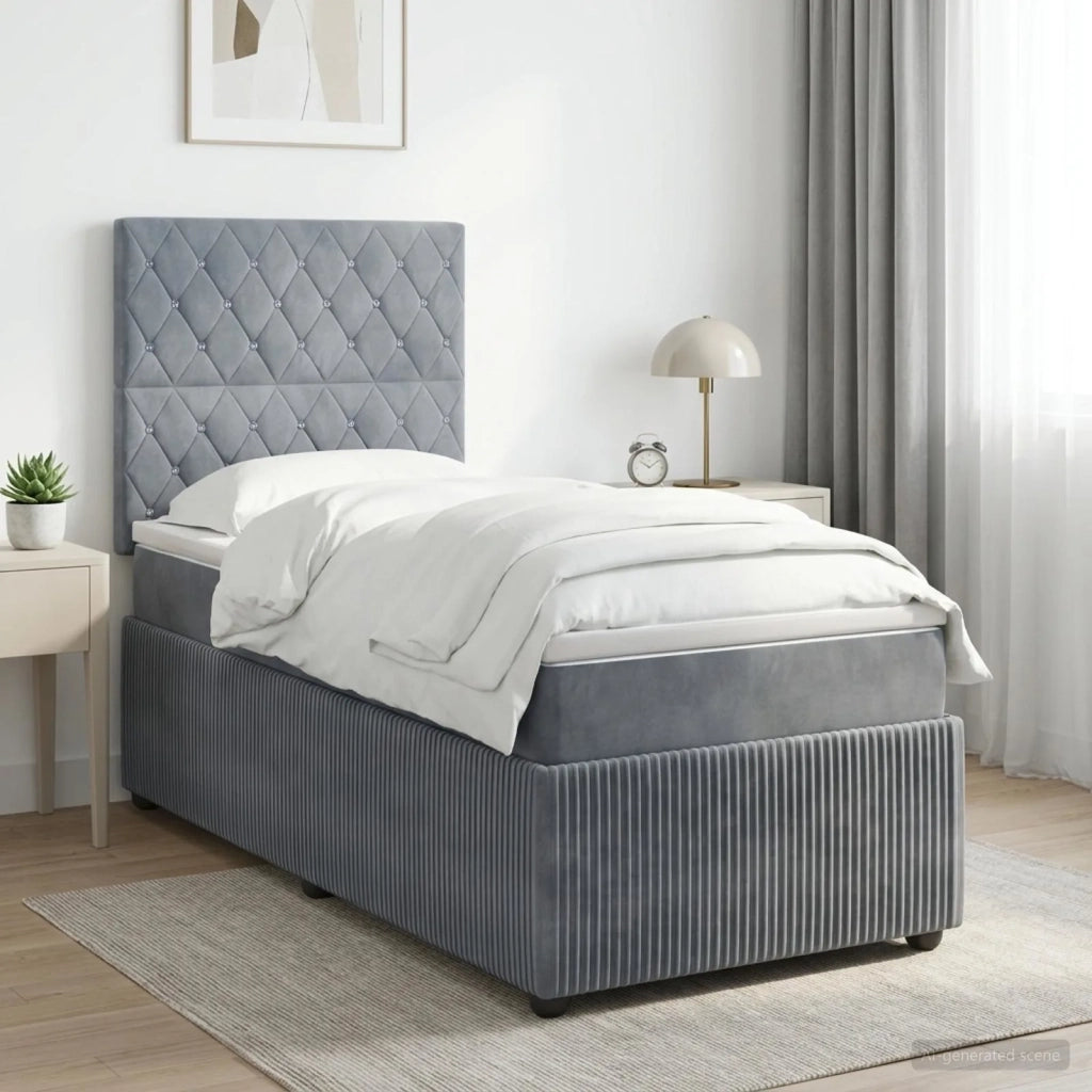Letto box spring con materasso Grigio Scuro Singolo Velluto 3454710