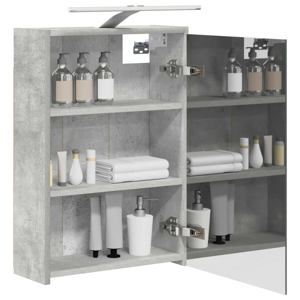 Mobiletto per specchio da bagno con lo scaffale Grigio cemento 889146