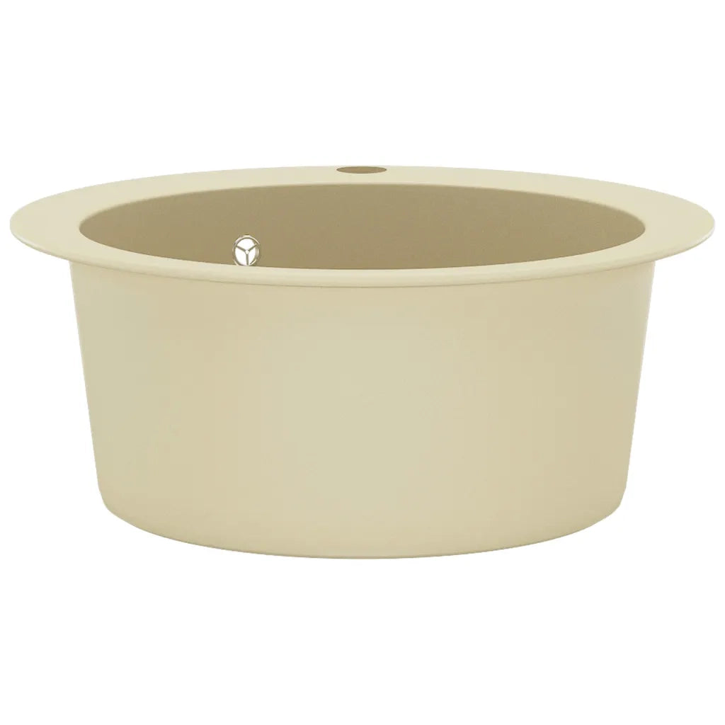 Lavello da Cucina in Granito Vasca Singola Tonda Beige 144864