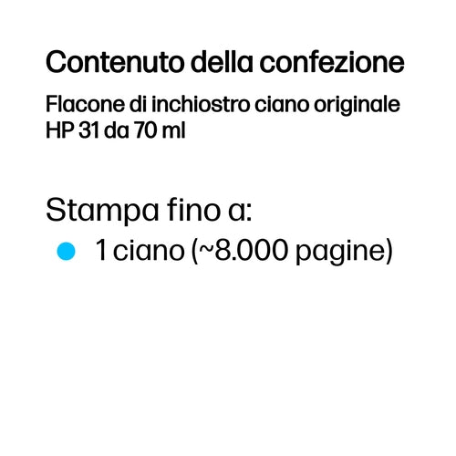 HP Flacone di inchiostro ciano originale 31 da 70 ml