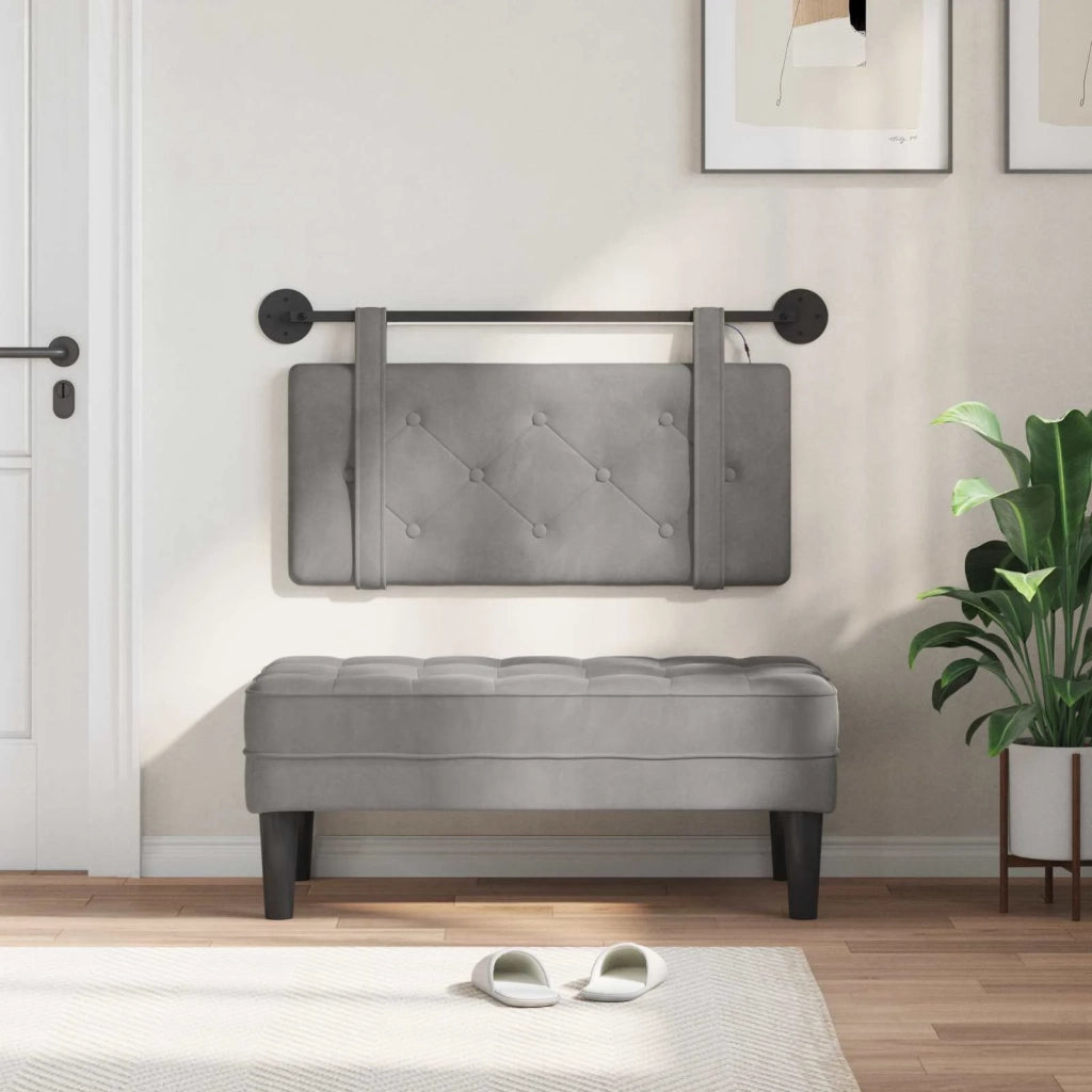 Testiera | Testata sospesa Con luce LED Grigio Chiaro Velluto